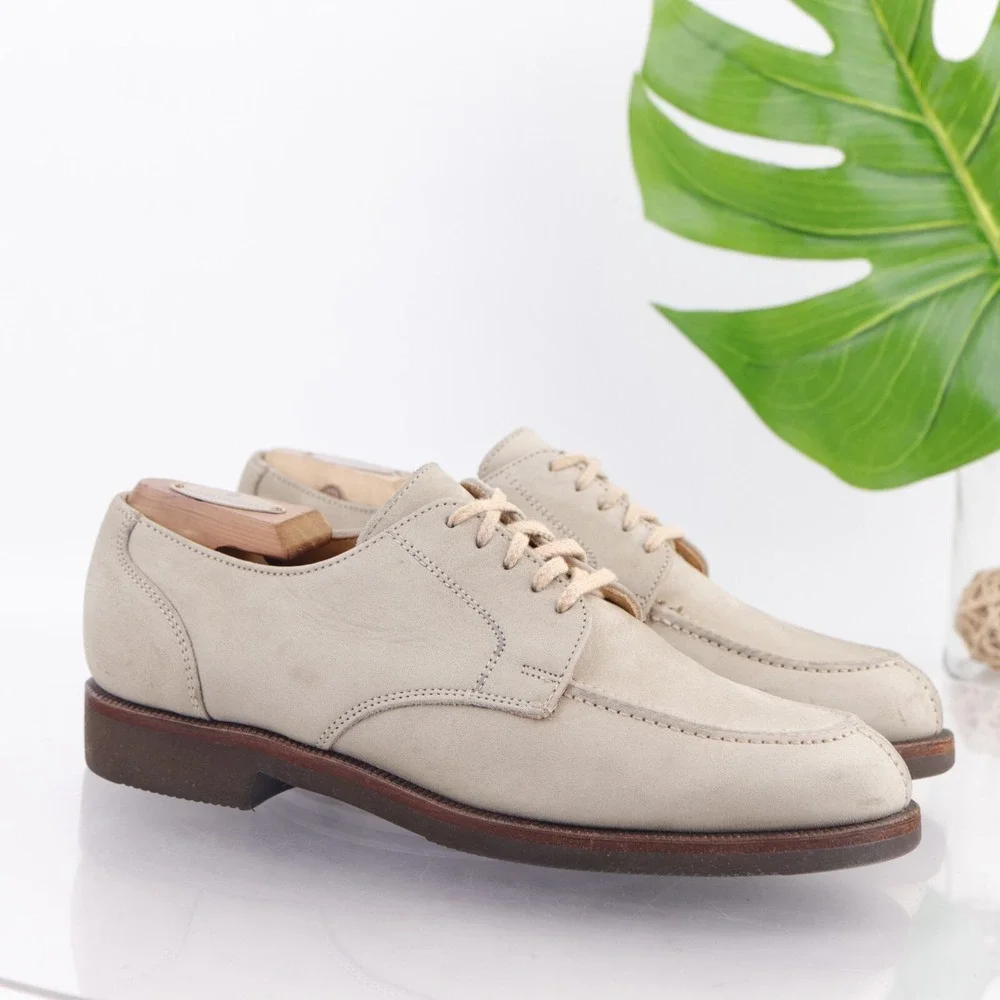 VTG USA Cole Haan Mens White Bucks Size 8.5 M Oxford Dress Shoes Vibram Gum Sole